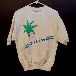 Vintage St Thomas Banded Shirt Short Sleeves Cruise Island Souvenir EMCO Large